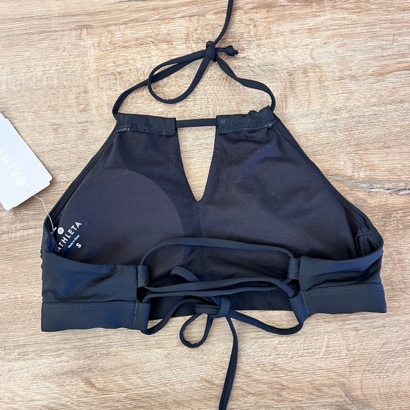 NWT Athleta High Neck Keyhole Bikini Top Black Size S UPF 50 Sport Swim Padded - Picture 4 of 4
